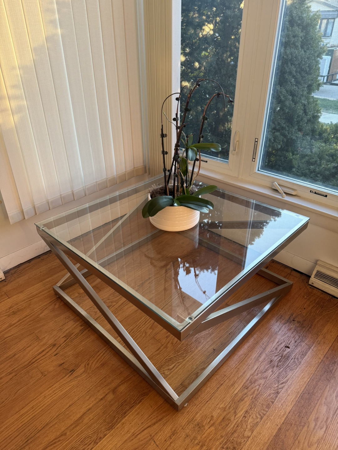 Set of 3 Modern Glass Top End Tables