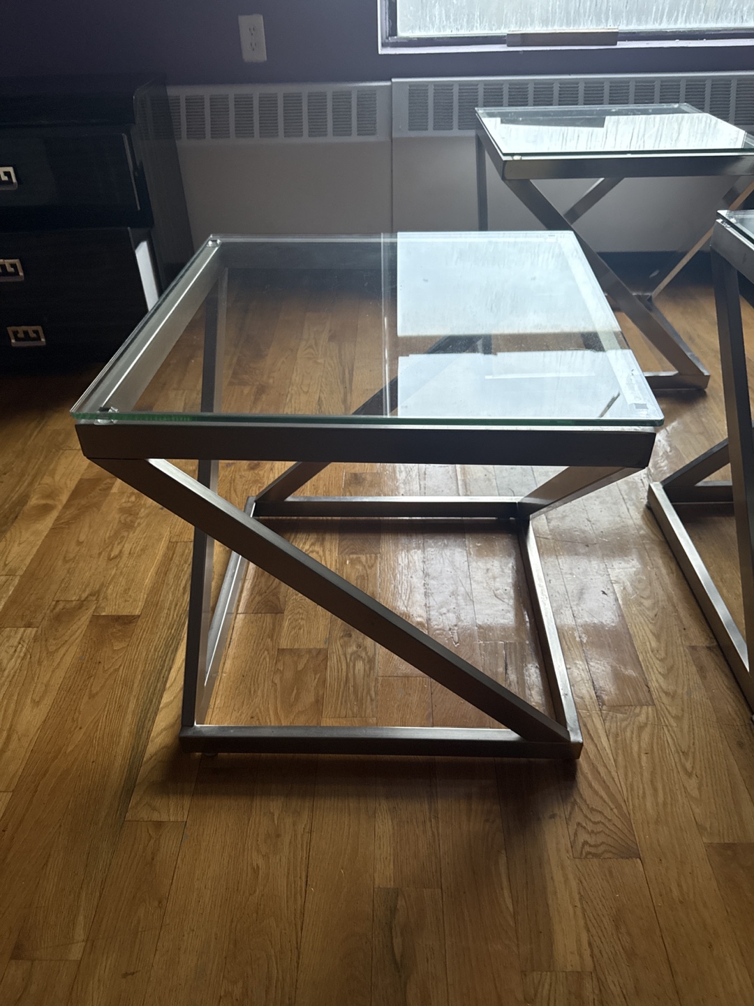 Set of 3 Modern Glass Top End Tables - photo 2