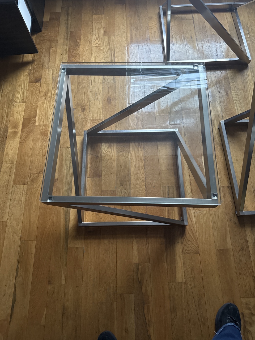 Set of 3 Modern Glass Top End Tables - photo 3