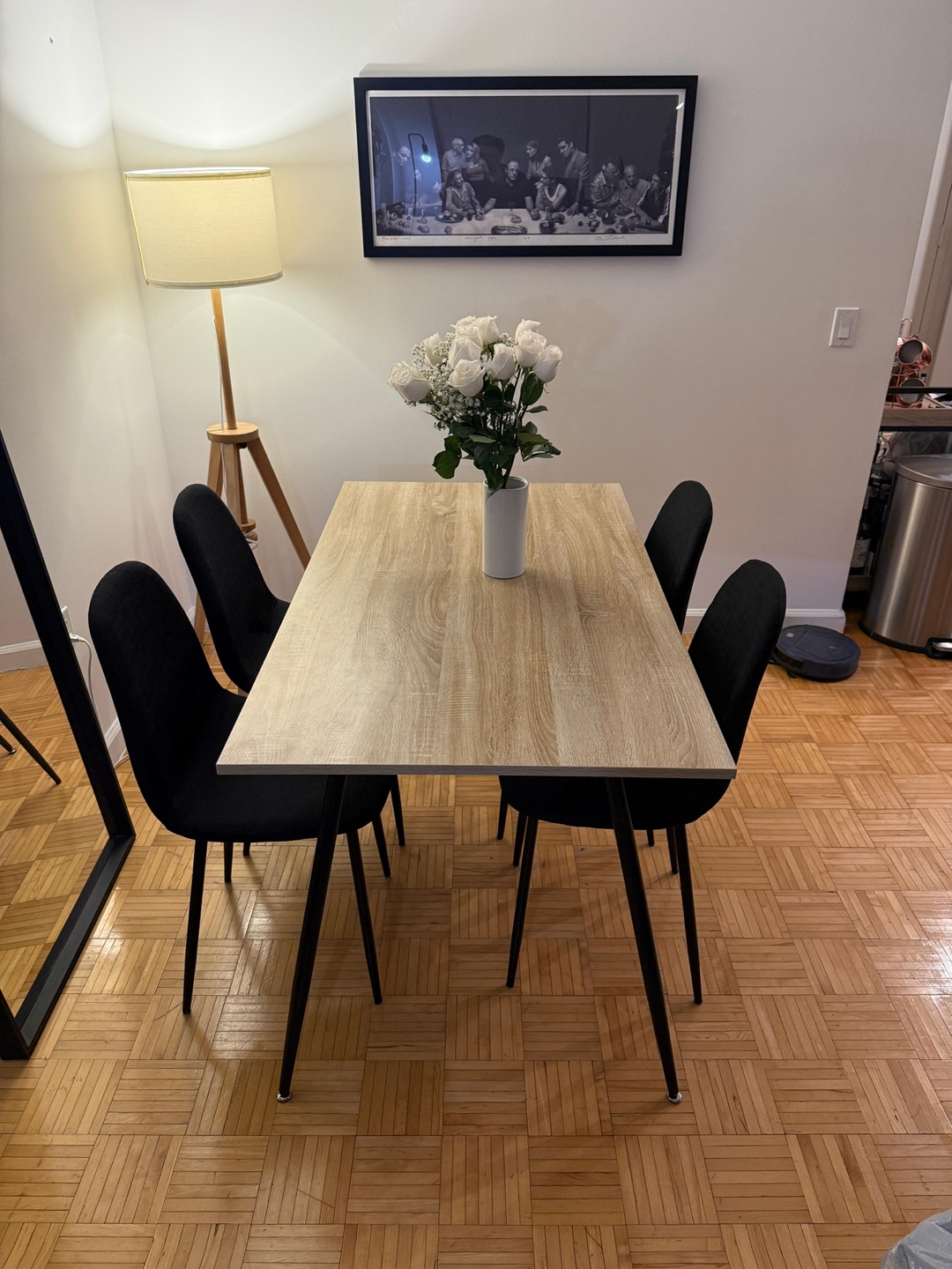 Modern Dining Table Set with 4 Black Chairs - photo 2