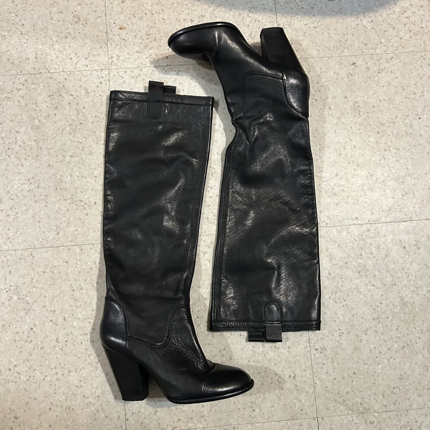 Vince Camuto Black Leather Knee-High Boots thumbnail