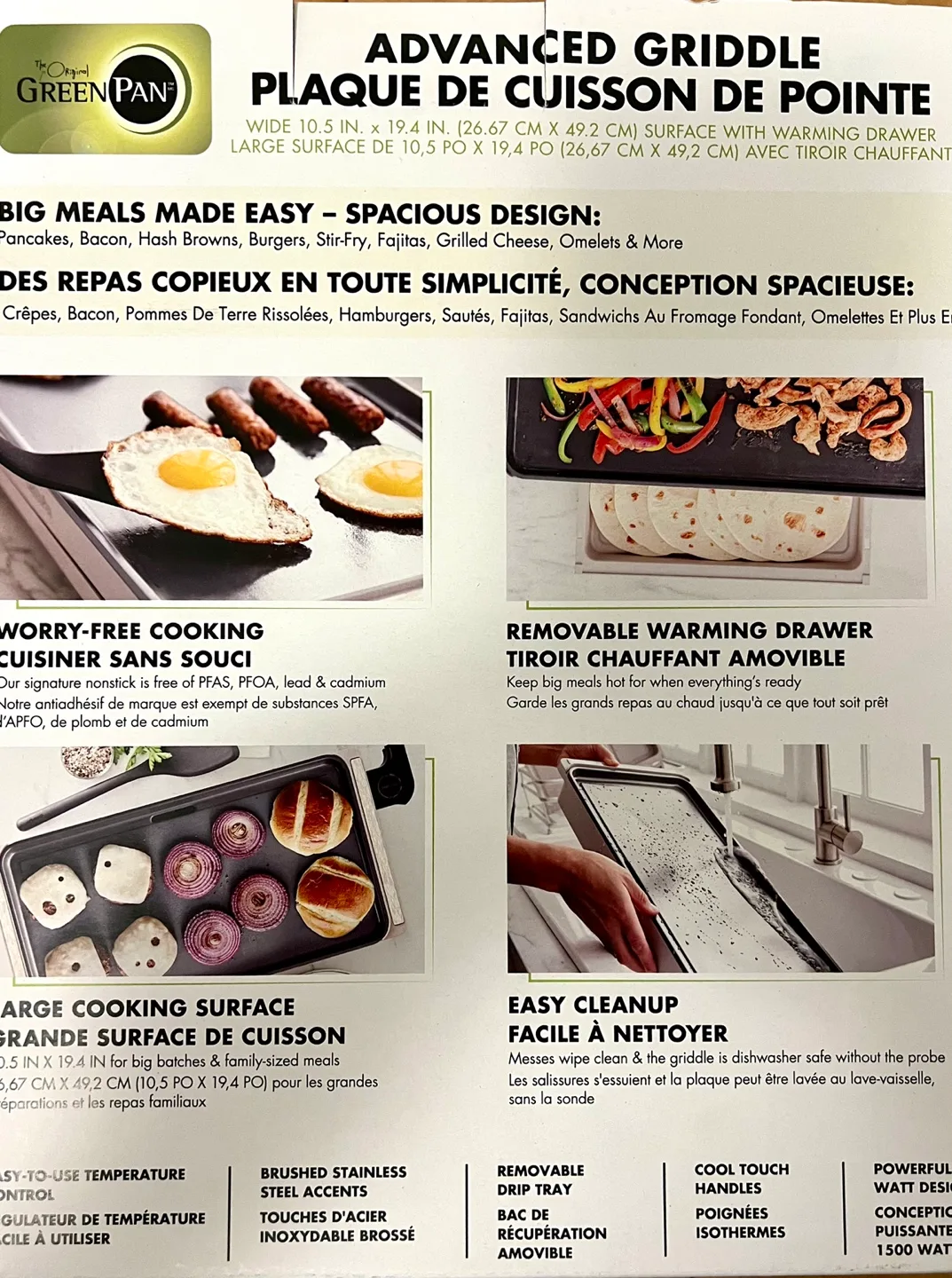 NIB,  GreenPan Large HEALTHY Ceramic Griddle - Toxin free image indicator(5)