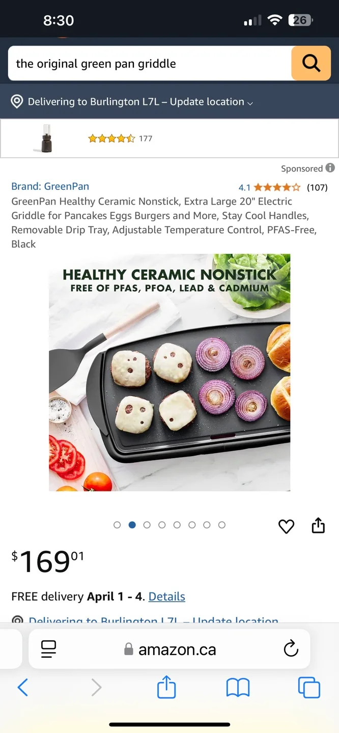 NIB,  GreenPan Large HEALTHY Ceramic Griddle - Toxin free image indicator(10)