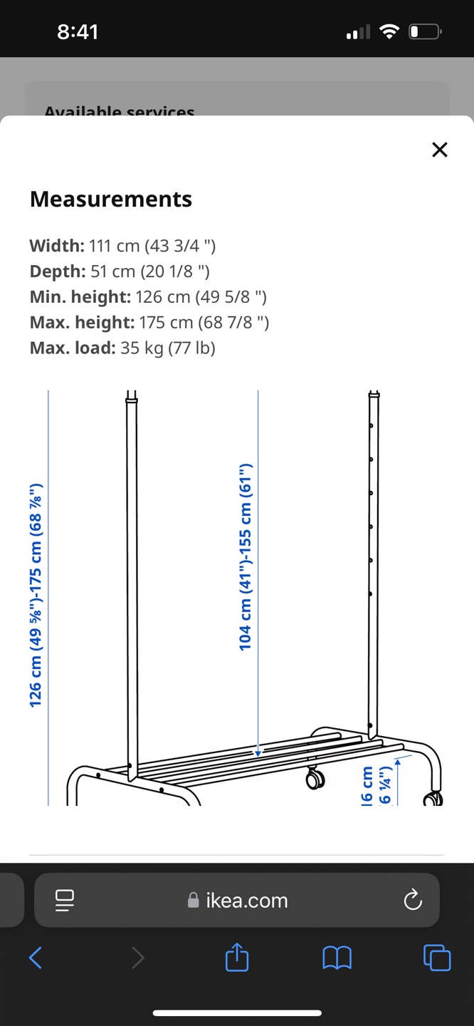 IKEA White Rolling Garment Rack with Shelf - photo 5