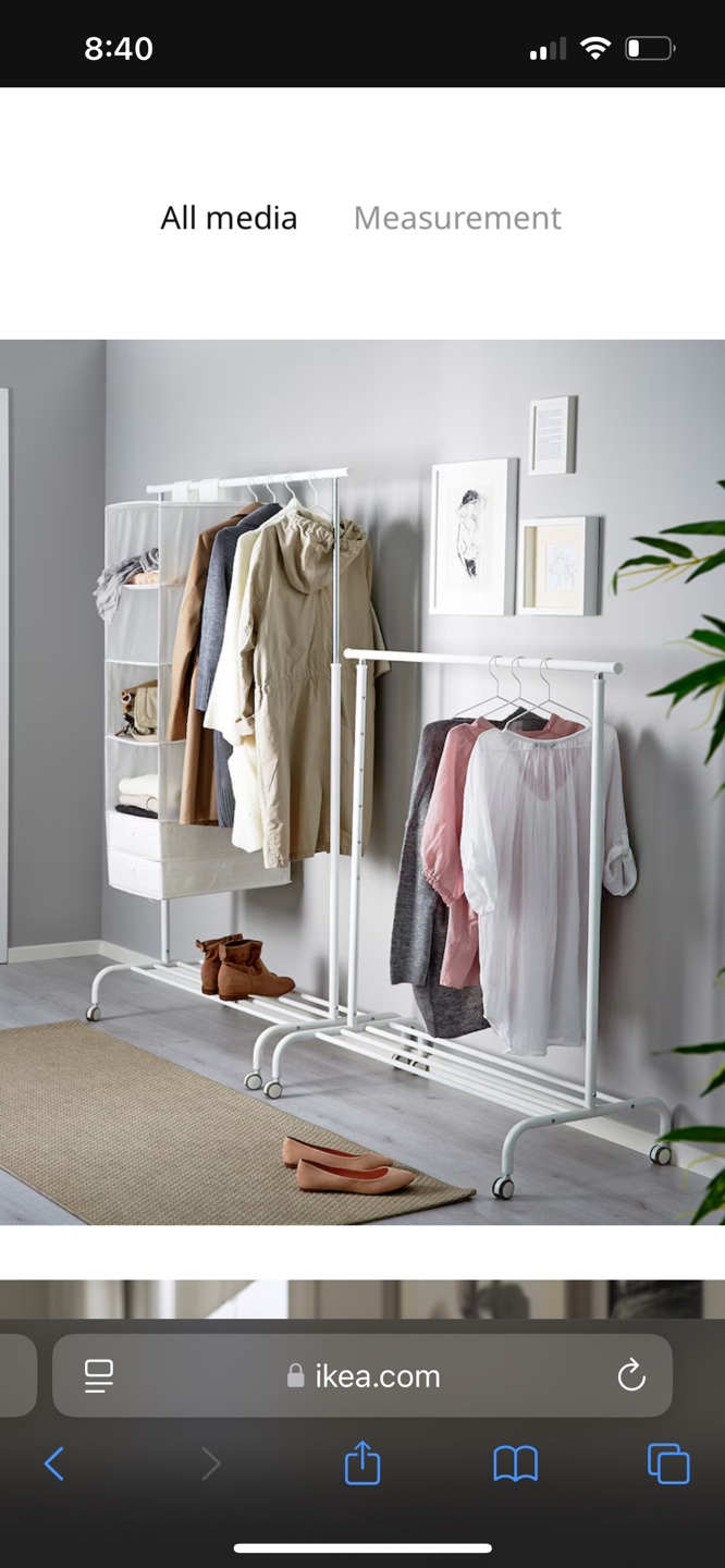 IKEA White Rolling Garment Rack with Shelf - photo 3