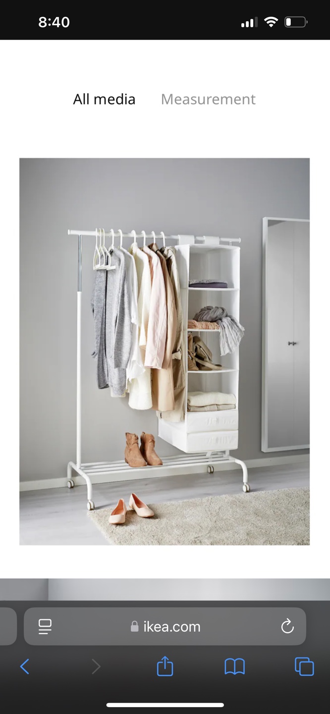 IKEA White Rolling Garment Rack with Shelf - photo 2