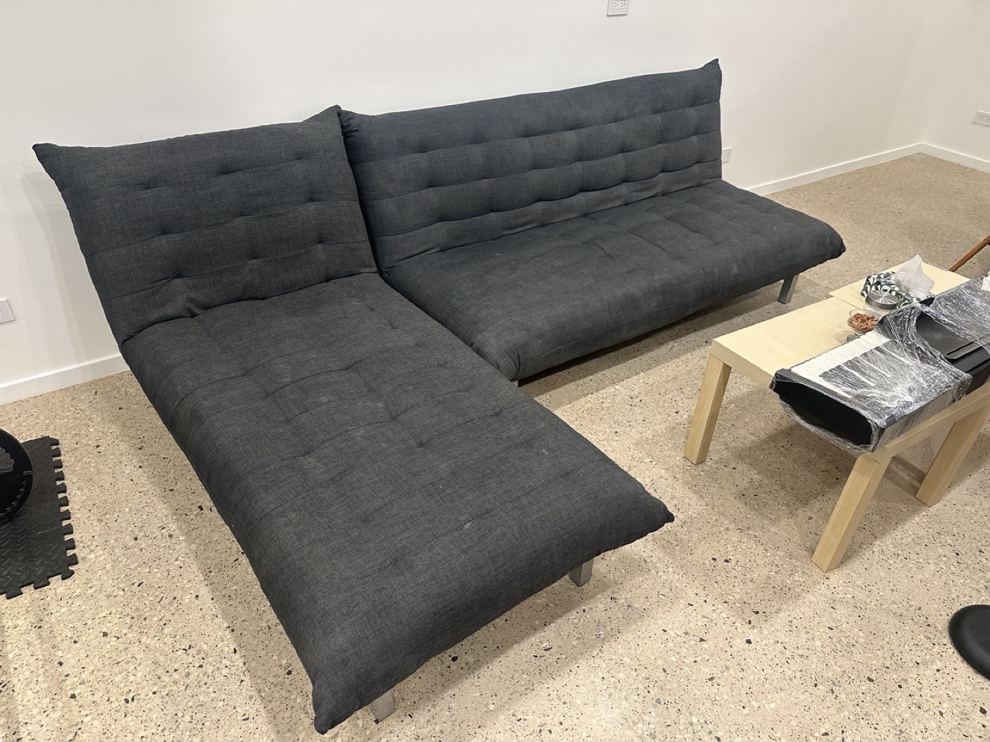 Grey L-Shaped Sofa Bed