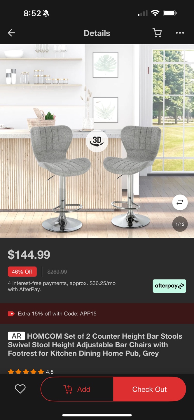 New Set of 2 Grey Swivel Counter Height Bar Stools Chairs - photo 2