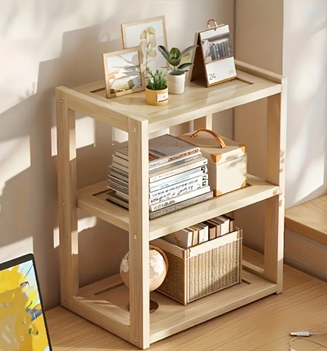 Three-Tier Wooden Desk Shelf Organizer