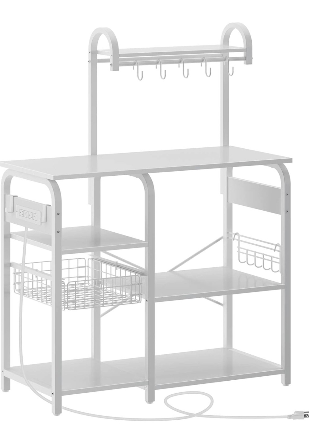 White Kitchen Baker's Rack with Power Outlets