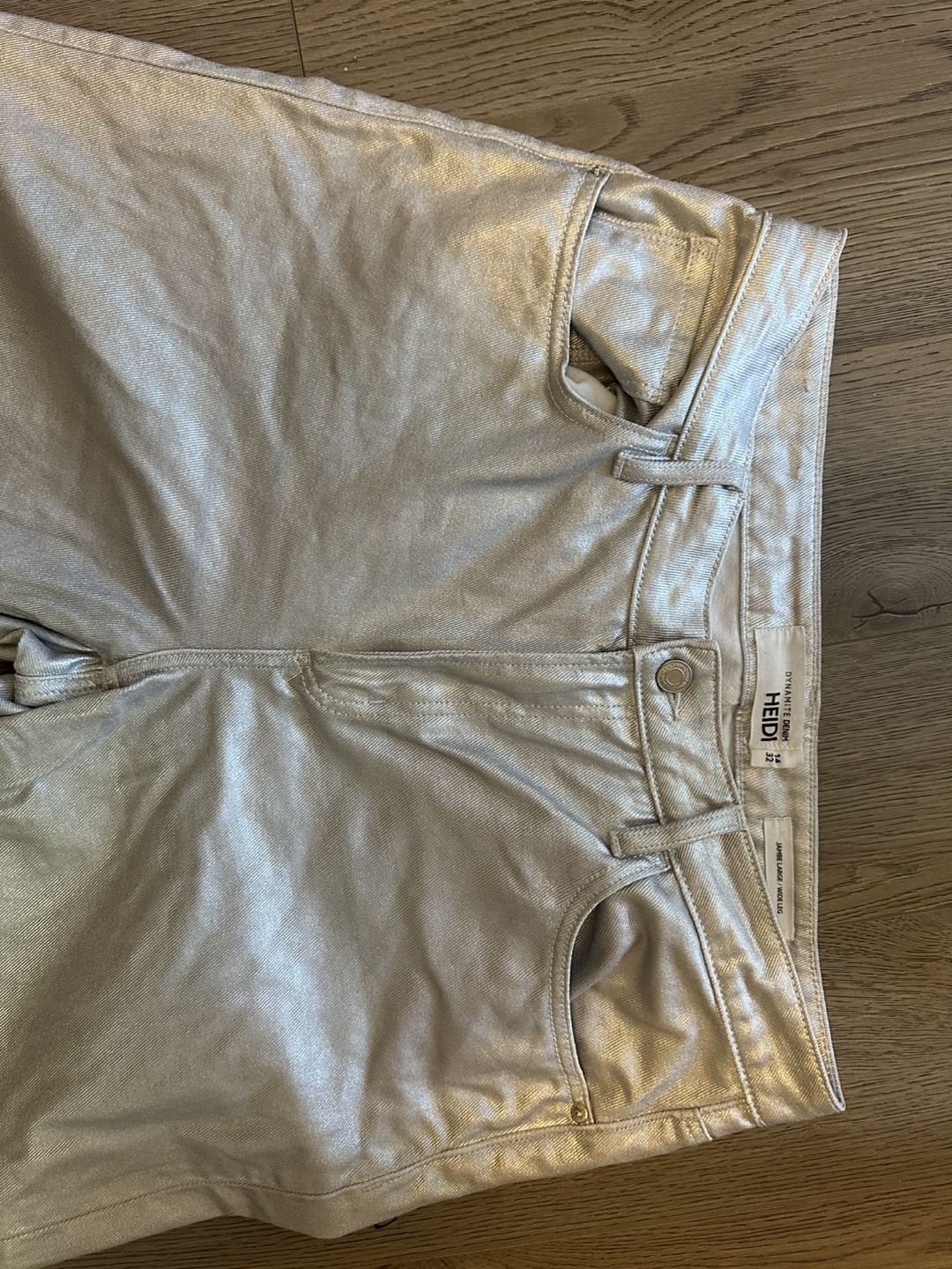 Silver Metallic Wide Leg Jeans - Size 24 - photo 3