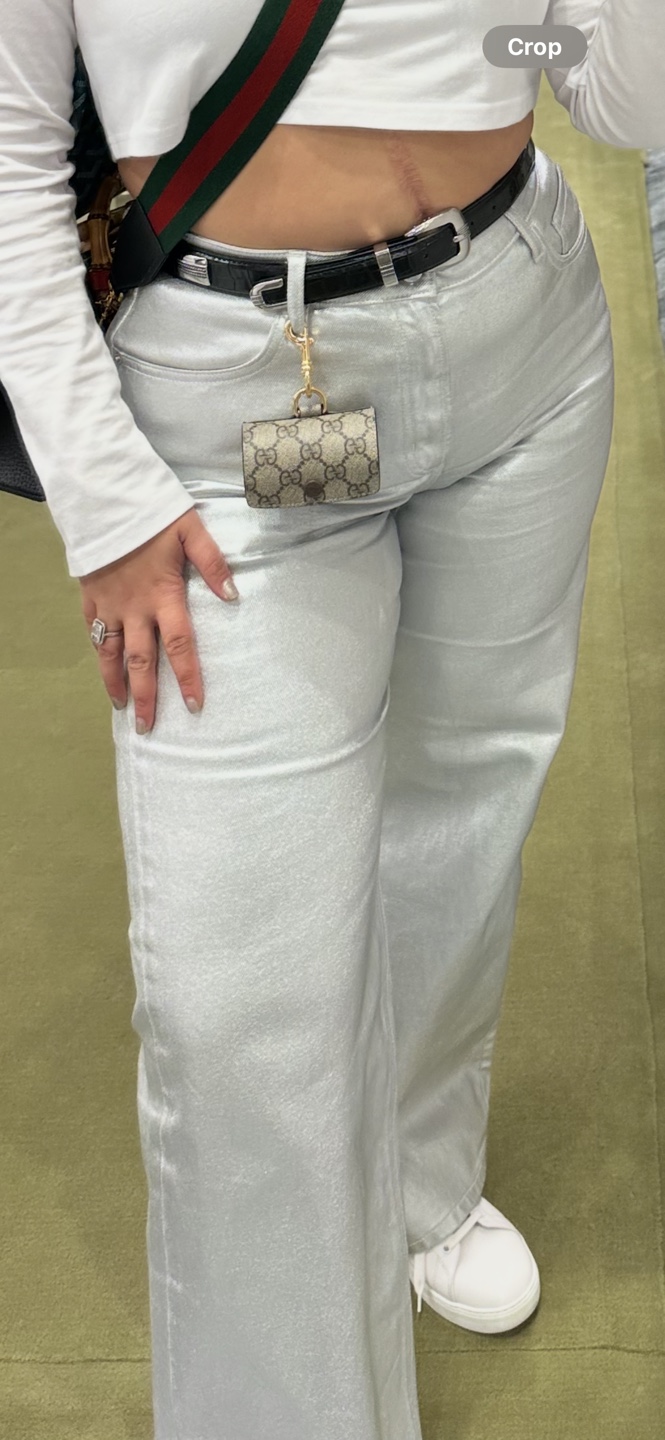 Silver Metallic Wide Leg Jeans - Size 24 - photo 5