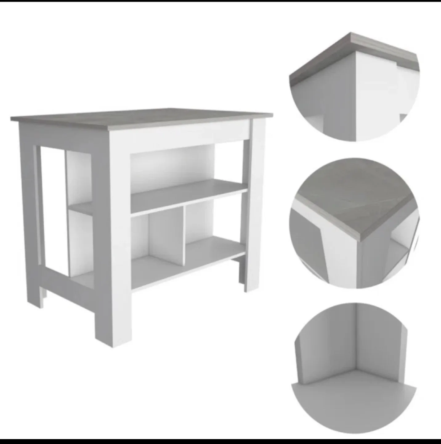 Wade Logan Kitchen Island - White and wood image indicator(3)