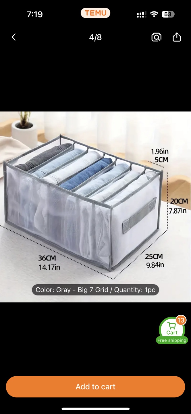Gray 7-Grid Fabric Drawer Organizer - photo 2
