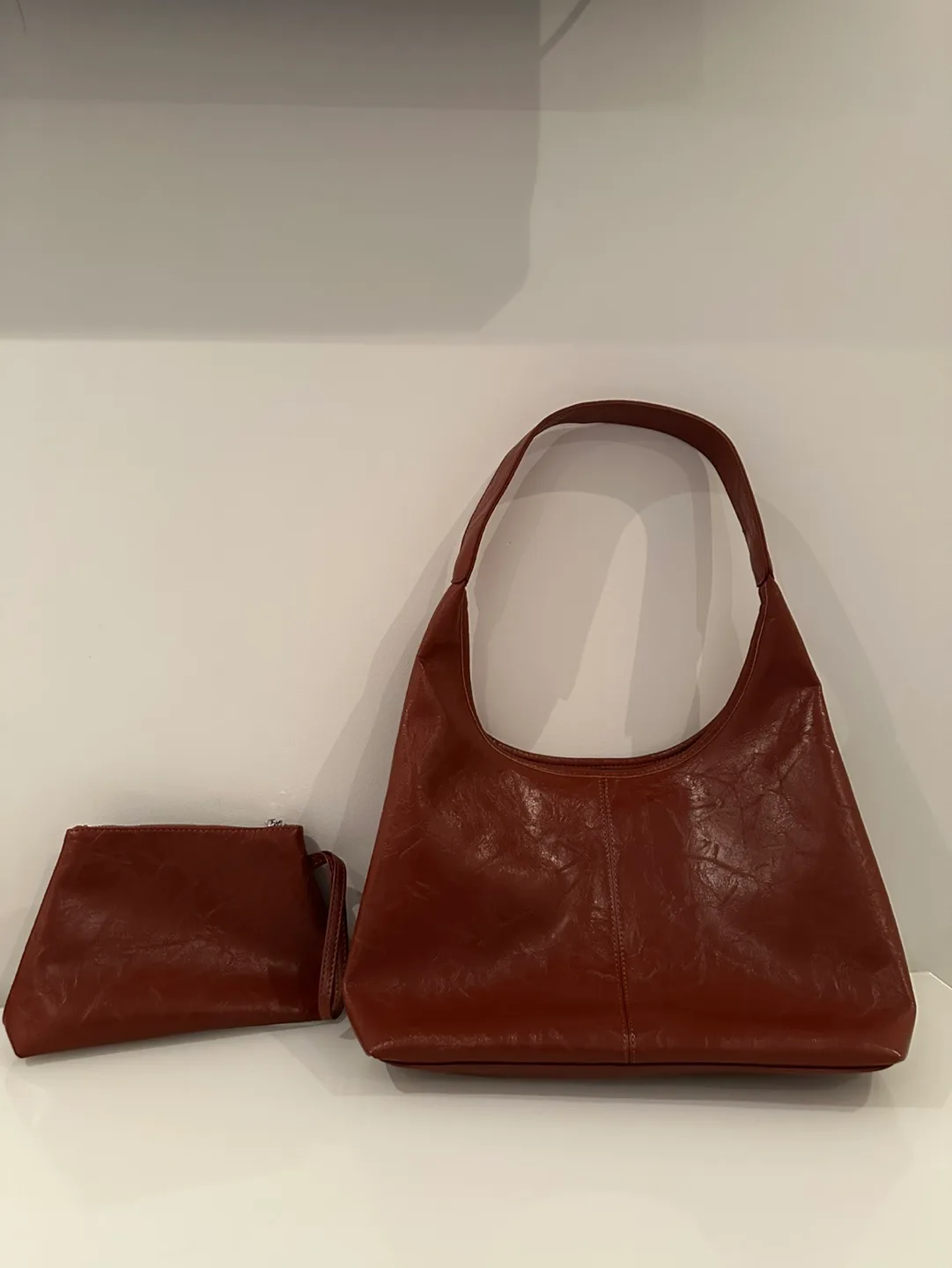 Brown Handbag and Matching Pouch Set thumbnail