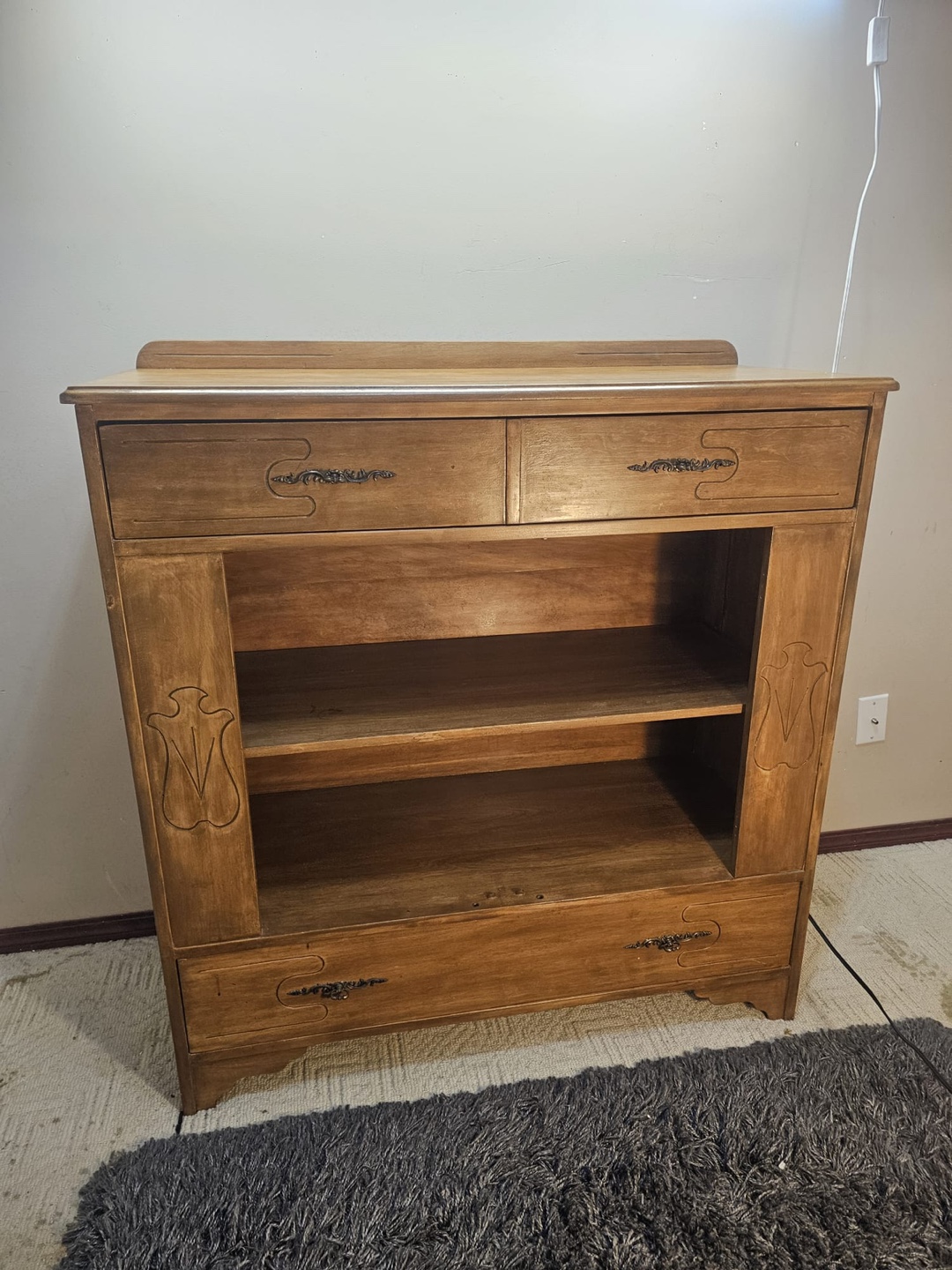 Vintage Solid Birch Wooden Cabinet