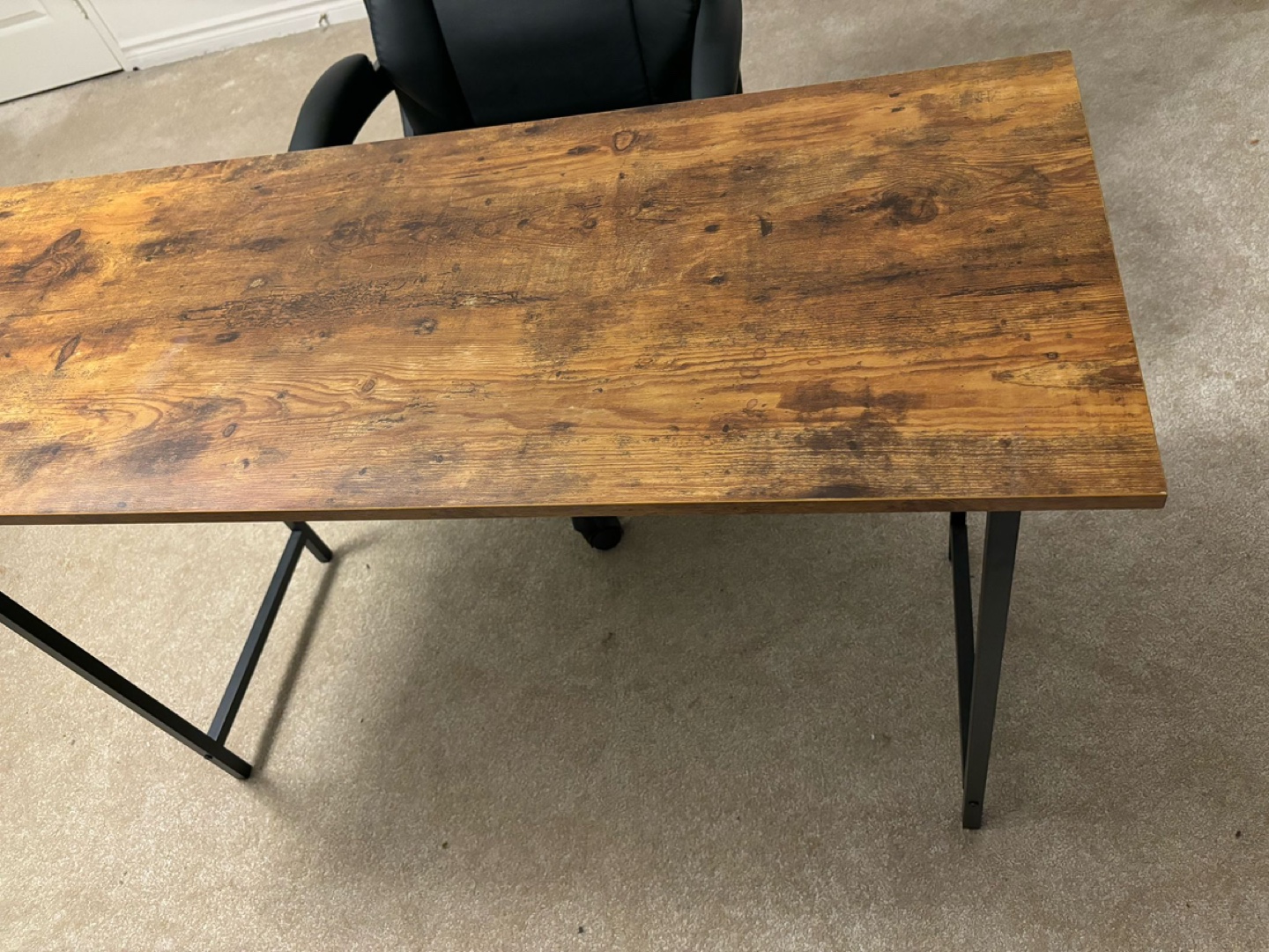 Rustic Wood-look Desk with Black Metal Legs - photo 3