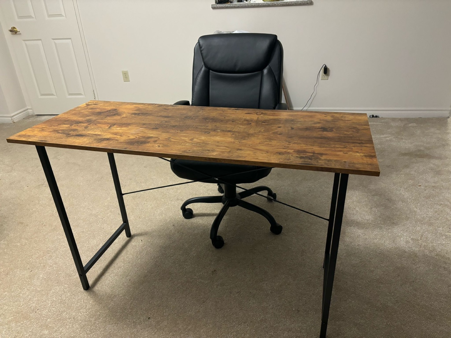 Rustic Wood-look Desk with Black Metal Legs - photo 2