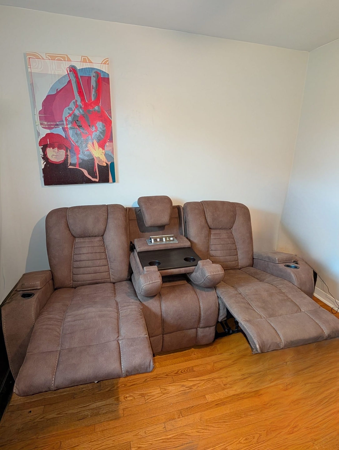 Brown Reclining Sofa with Power Outlets- recliner - photo 2