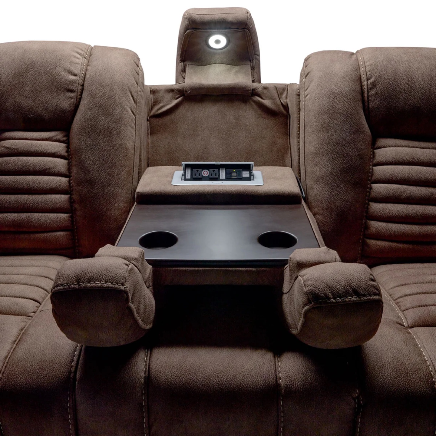Brown Reclining Sofa with Power Outlets- recliner - photo 5