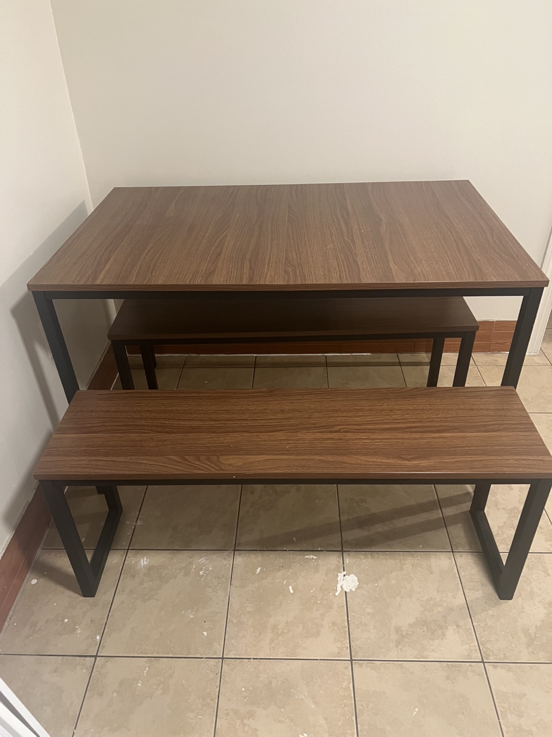 Dining Table Set with Two Benches