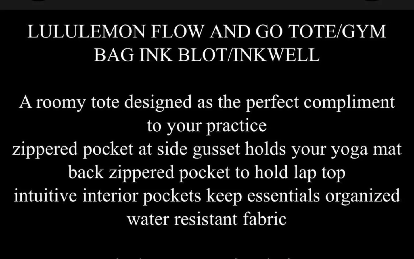 Lululemon Flow and Go Tote/Gym Bag Ink Blot/Inkwell image indicator(5)