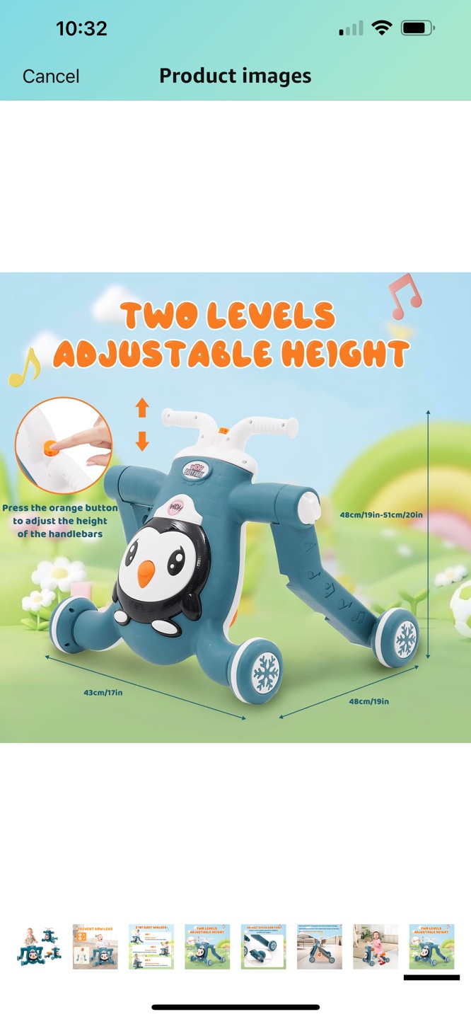 3 in 1 Kids Penguin Ride-on walker with music - photo 3