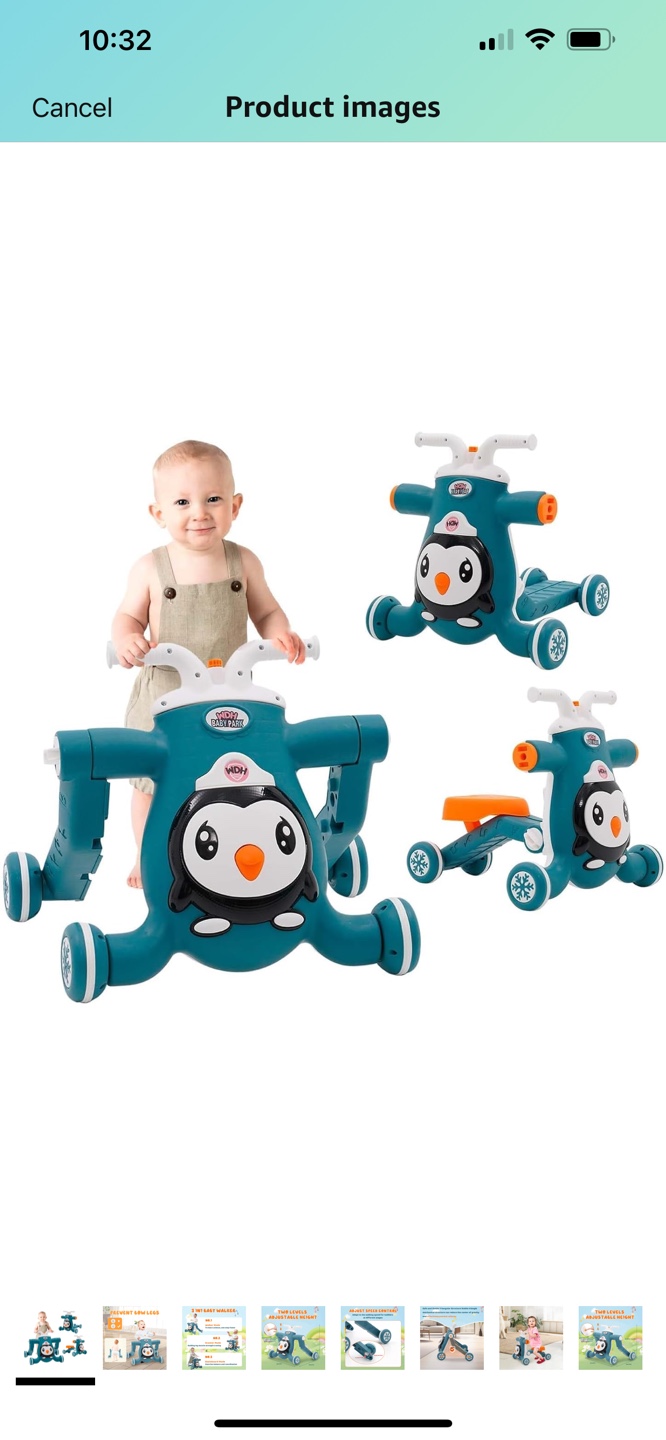 3 in 1 Kids Penguin Ride-on walker with music