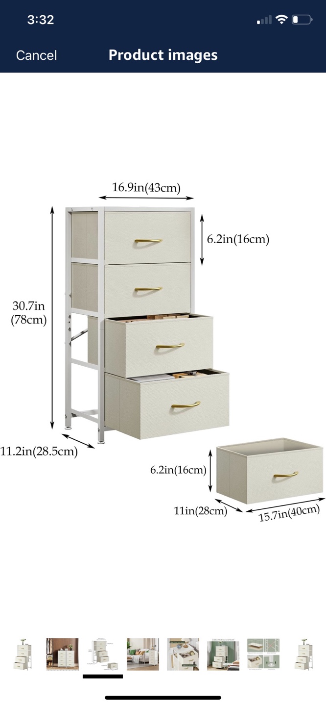 Four-Drawer Storage Tower - White & Gold - photo 2