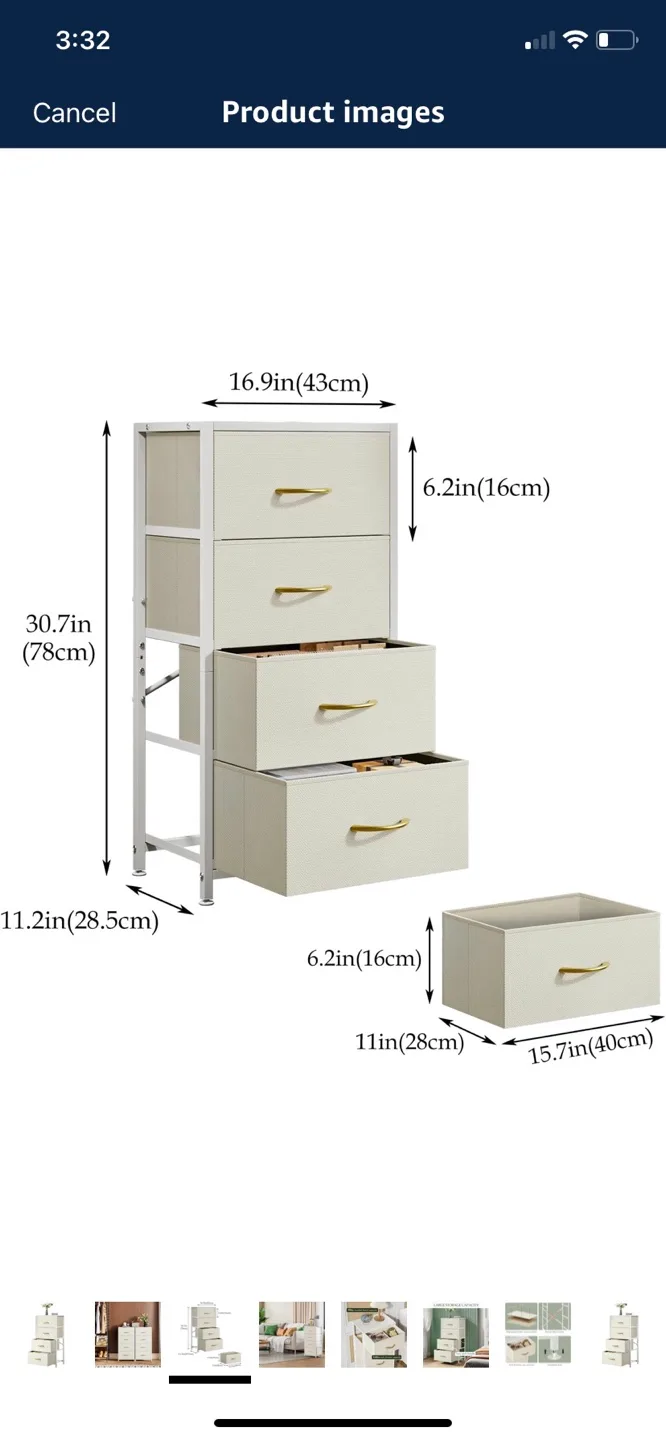 Four-Drawer Storage Tower - White & Gold image indicator(2)
