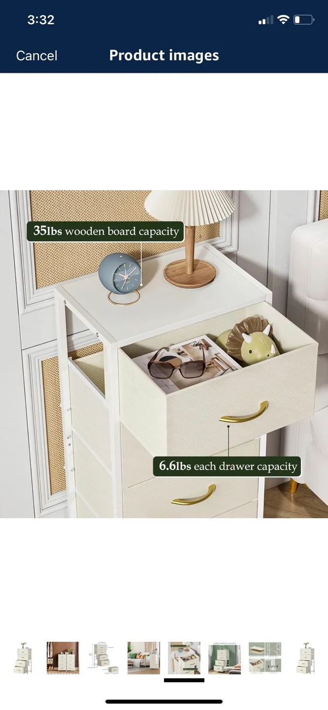 Four-Drawer Storage Tower - White & Gold image indicator(4)