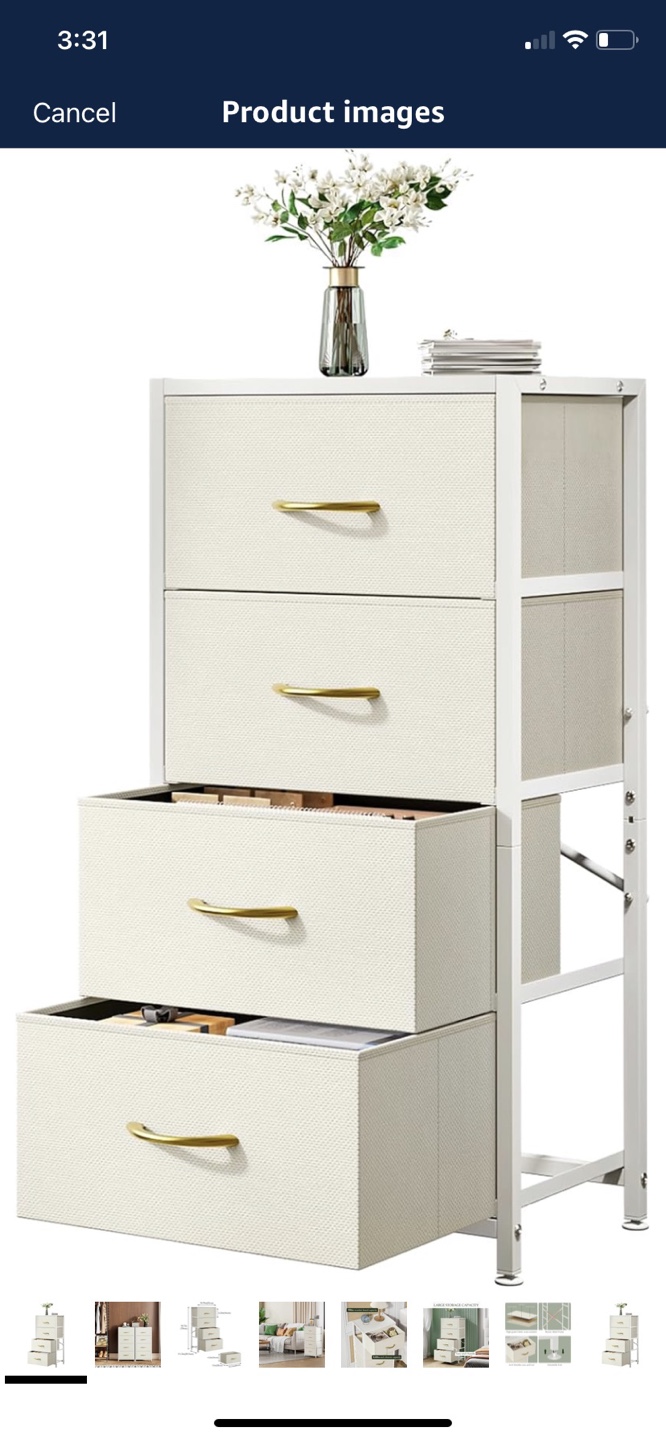 Four-Drawer Storage Tower - White & Gold
