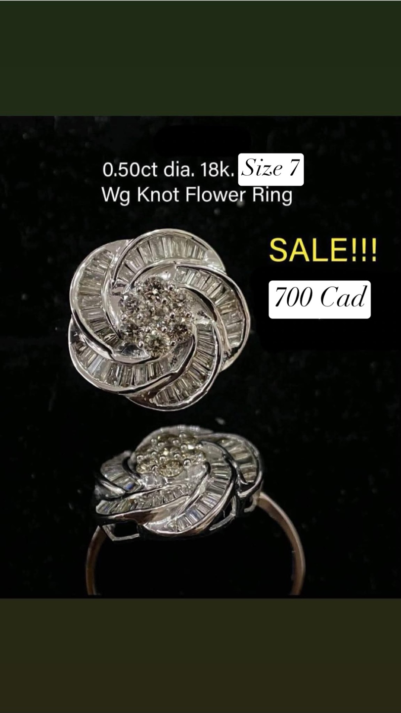 18k White Gold 0.50ct Diamond Flower Ring - Size 7 - photo 2