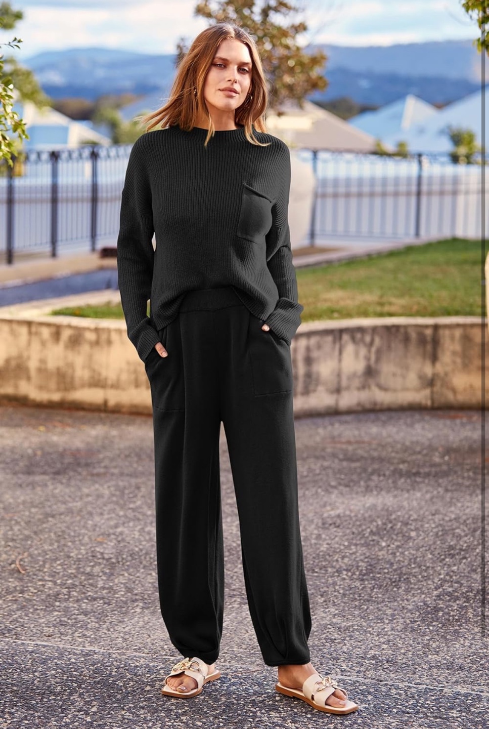 NEW! PRETTYGARDEN Black Knitted 2 Piece Sweater Set - photo 2