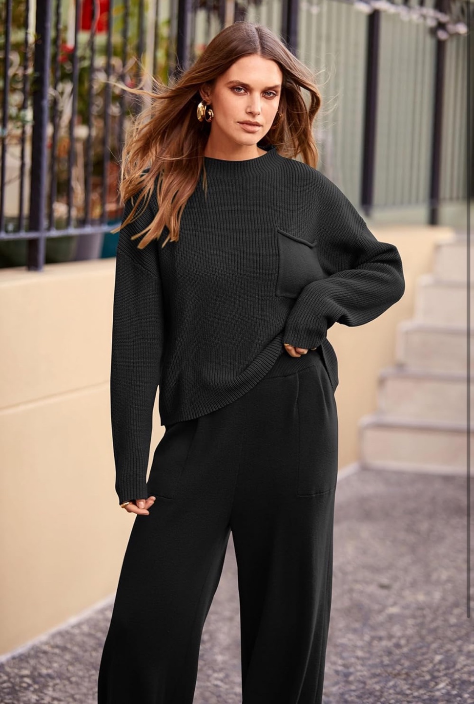 NEW! PRETTYGARDEN Black Knitted 2 Piece Sweater Set - photo 3