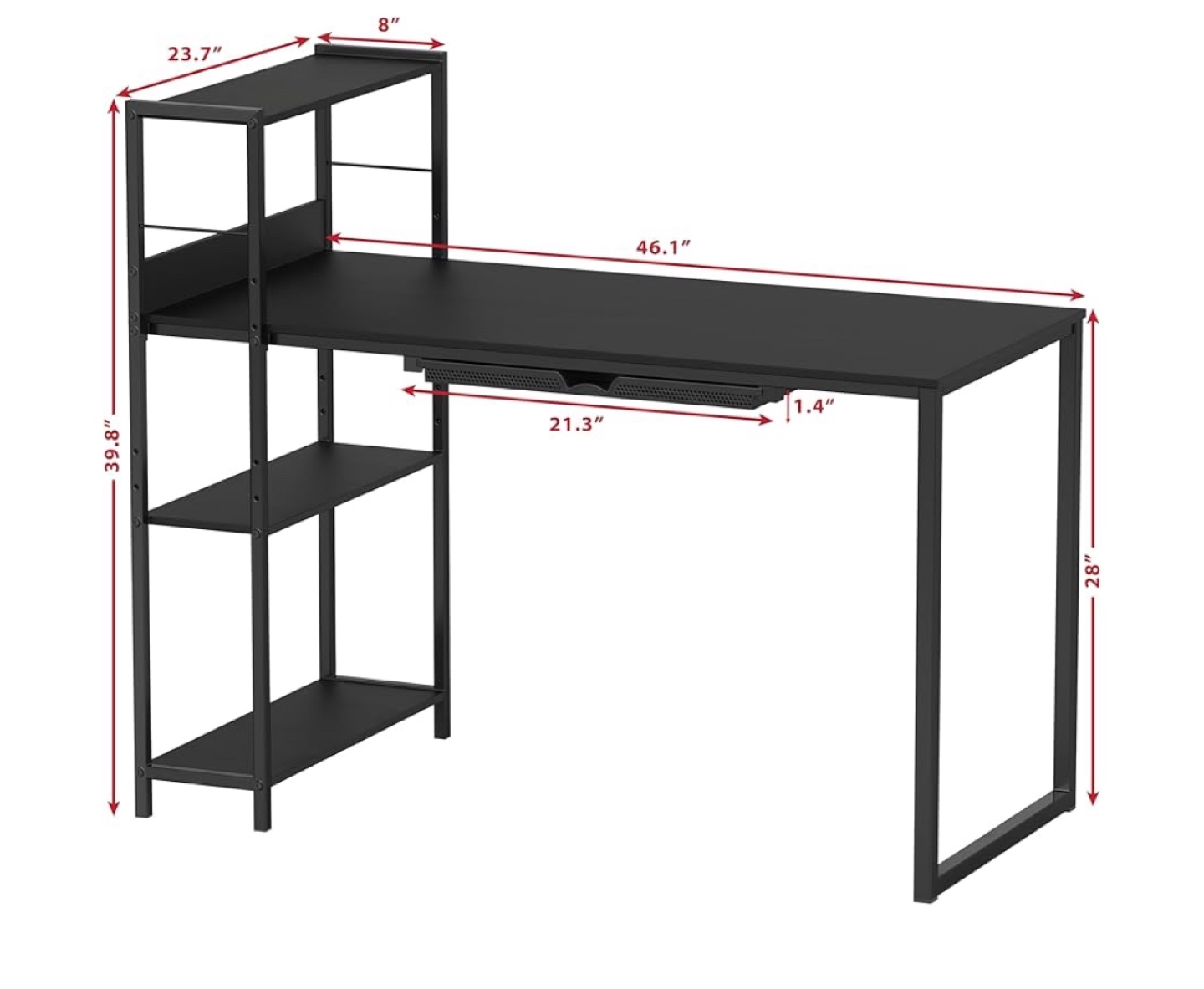 Black Computer Desk with Bookshelf - photo 3