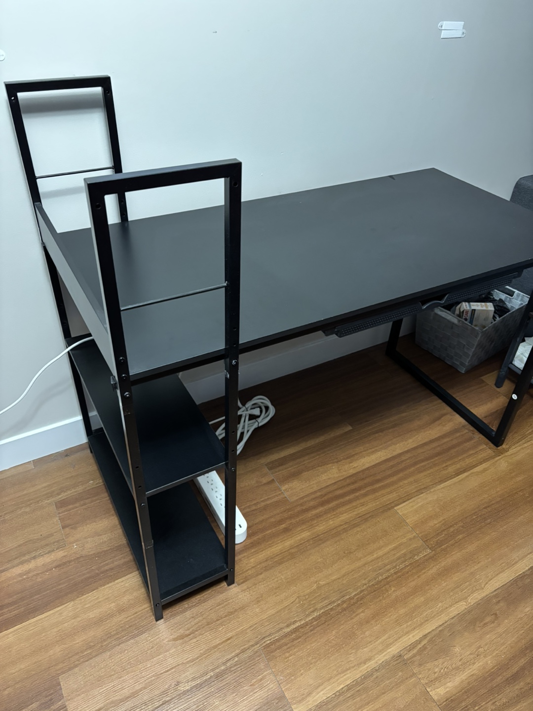 Black Computer Desk with Bookshelf - photo 2