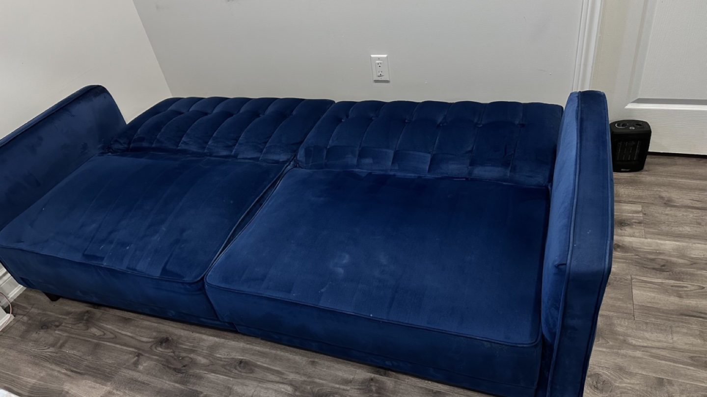 Navy Blue Velvet Futon Sofa - photo 3