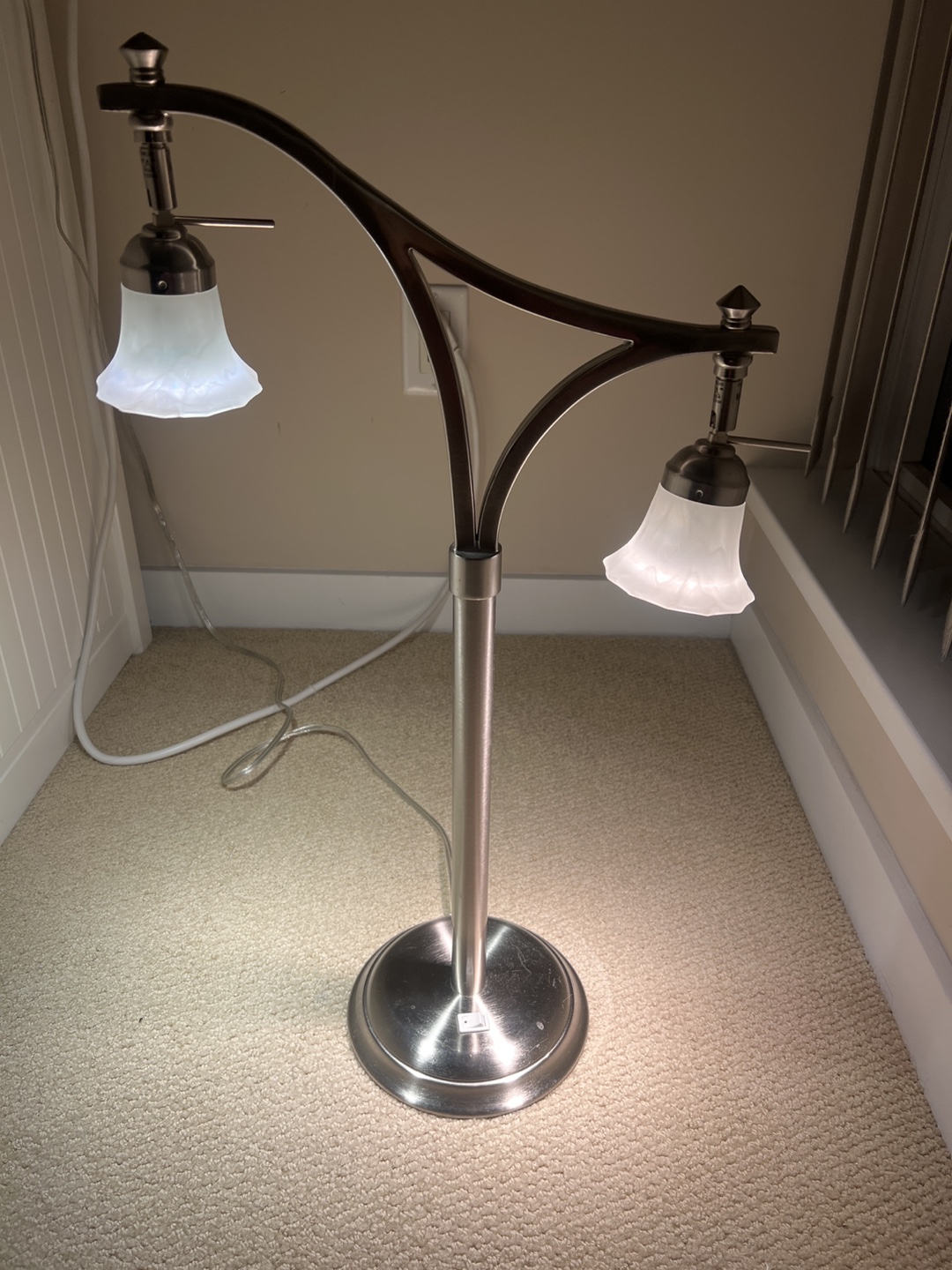 Brushed Nickel Double Gooseneck Floor Lamp