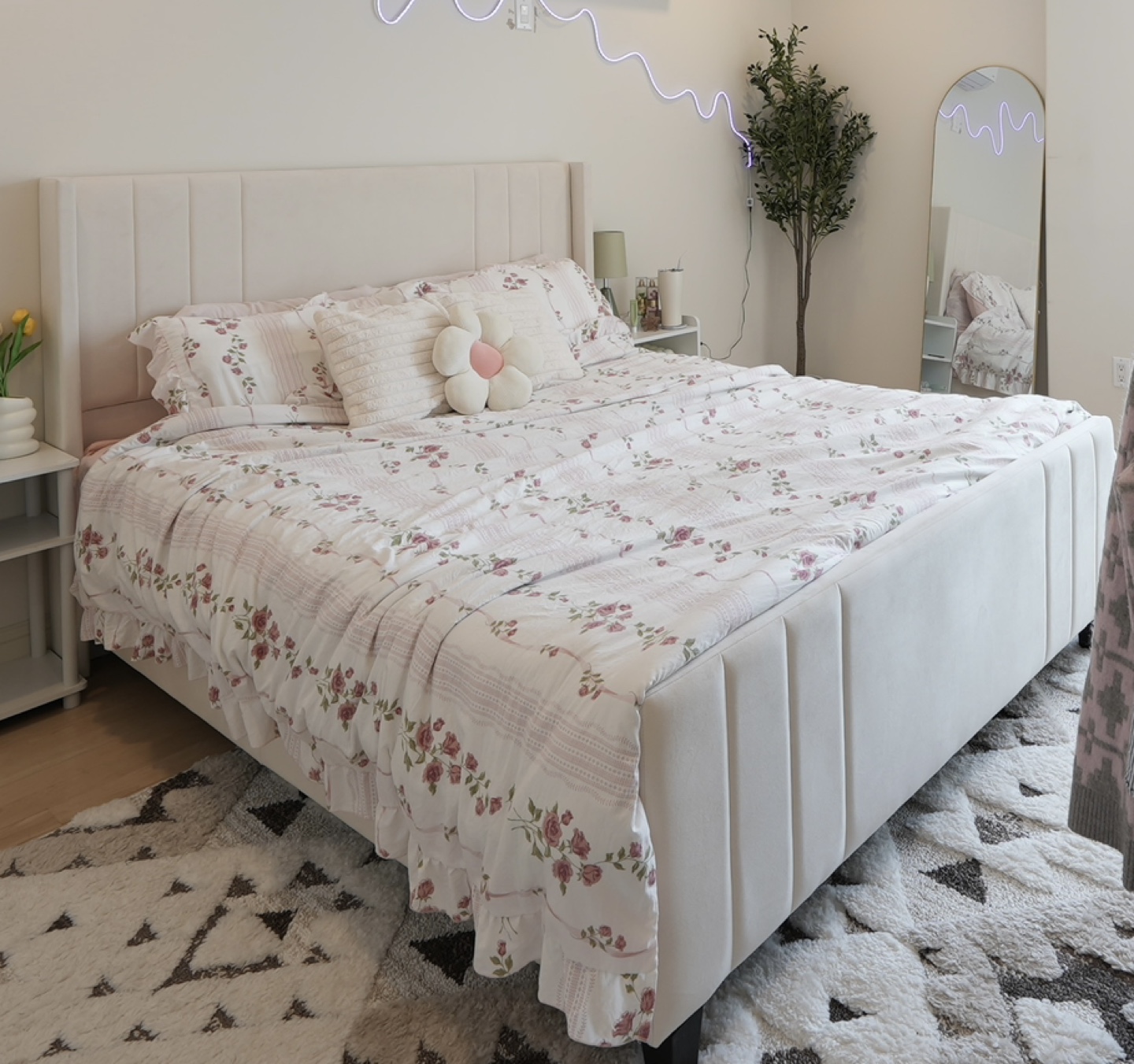 Queen Upholstered Bed Frame and free Mattress