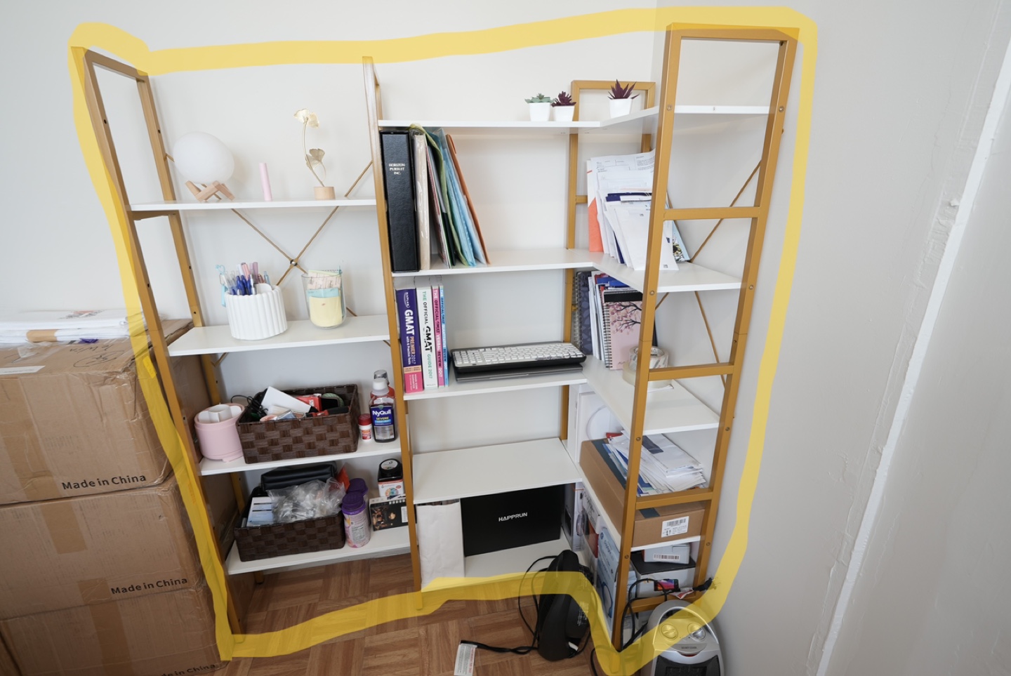 Gold and White Corner Bookshelf - photo 3