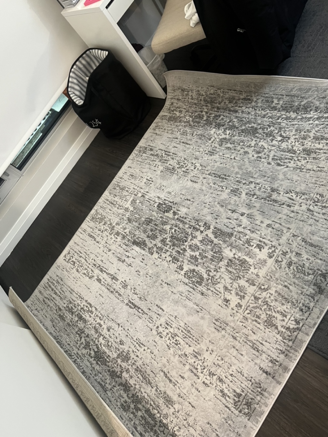 Grey and White Area Rug