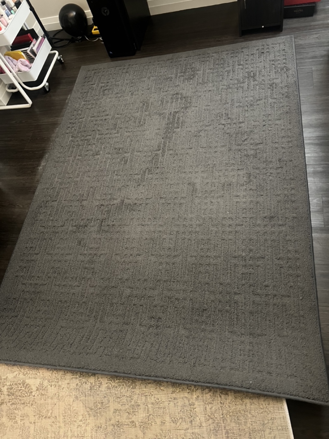Dark Grey Textured Area Rug