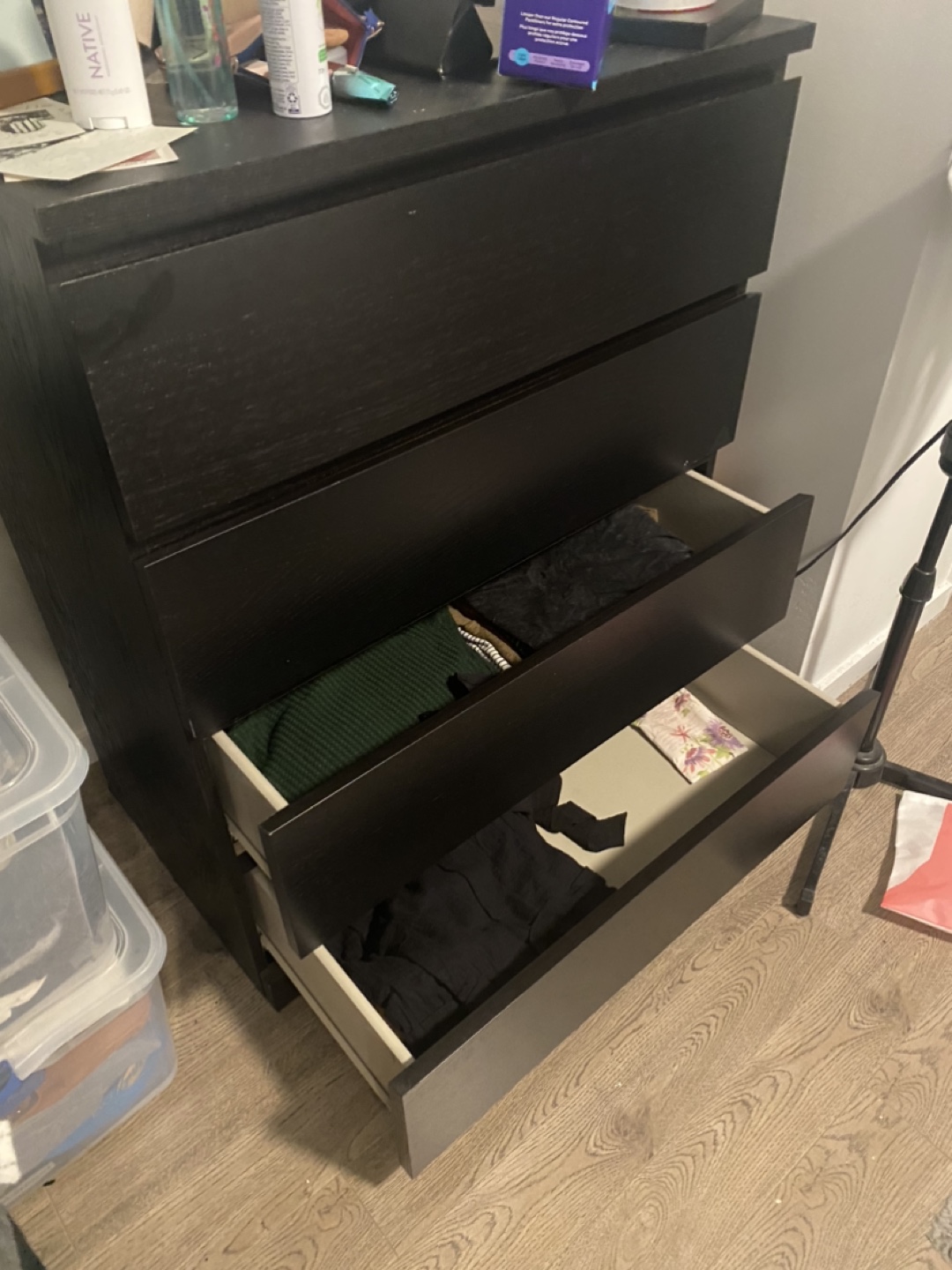 IKEA MALM 4-Drawer Chest - Black-Brown