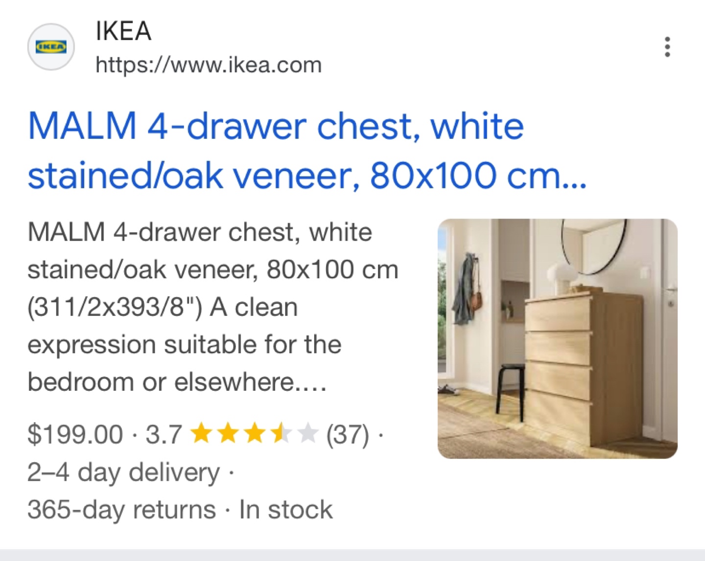 IKEA MALM 4-Drawer Chest - Black-Brown - photo 4