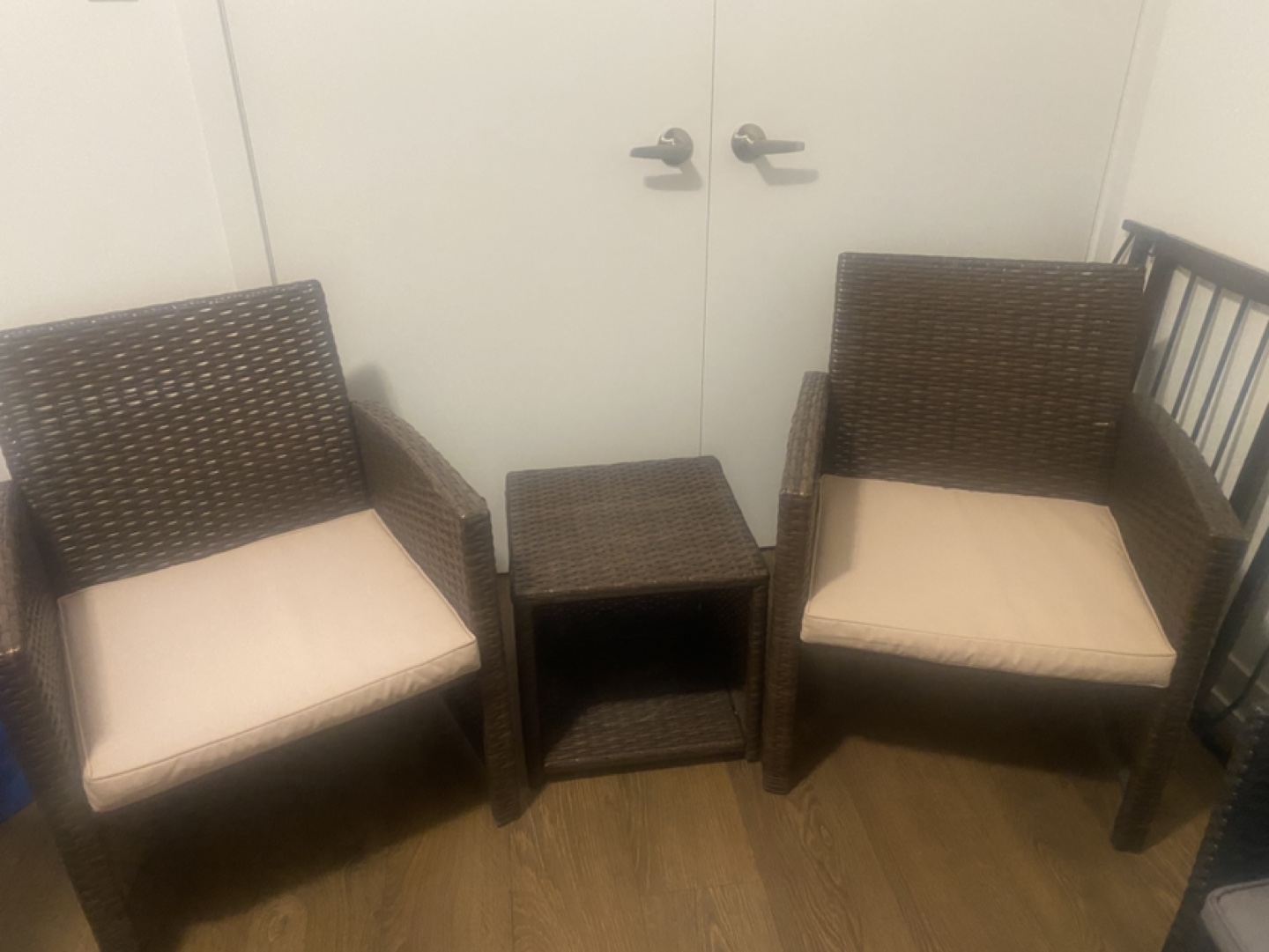Wicker Patio Set - 2 Chairs & Table