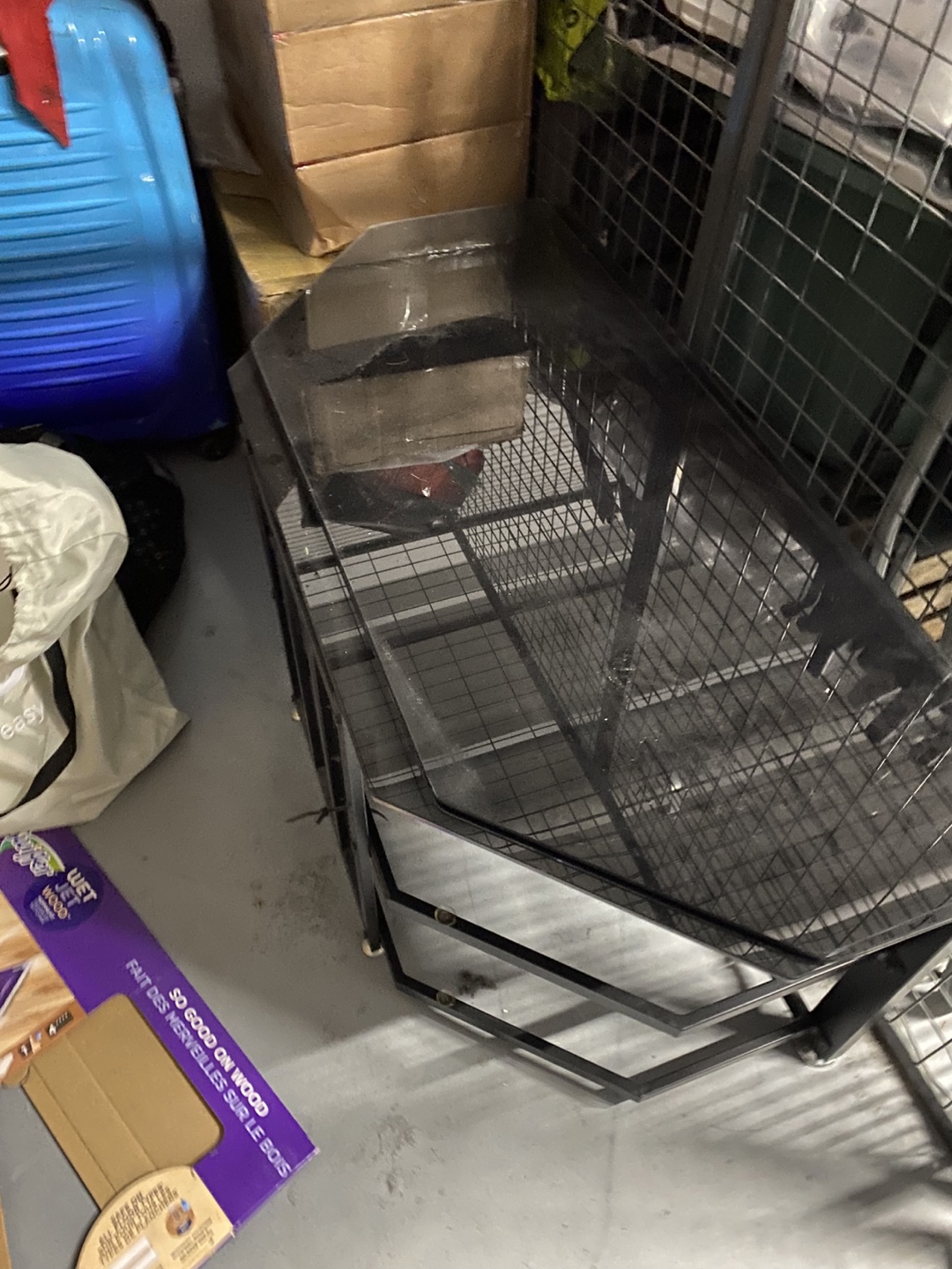 Glass Top TV Stand with Metal Frame
