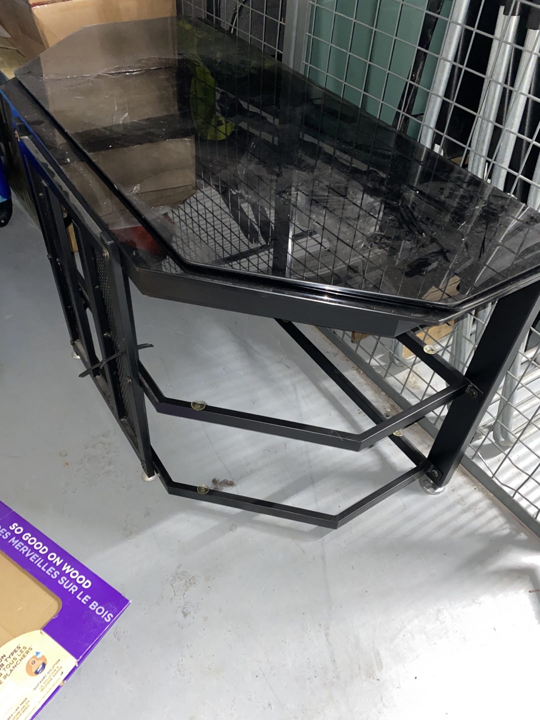 Glass Top TV Stand with Metal Frame - photo 4