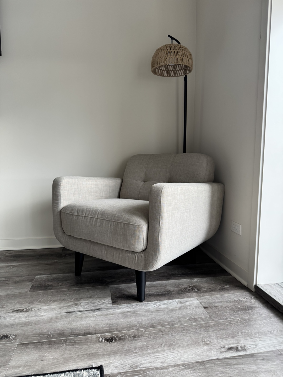 Beige Accent Chair with Dark Legs