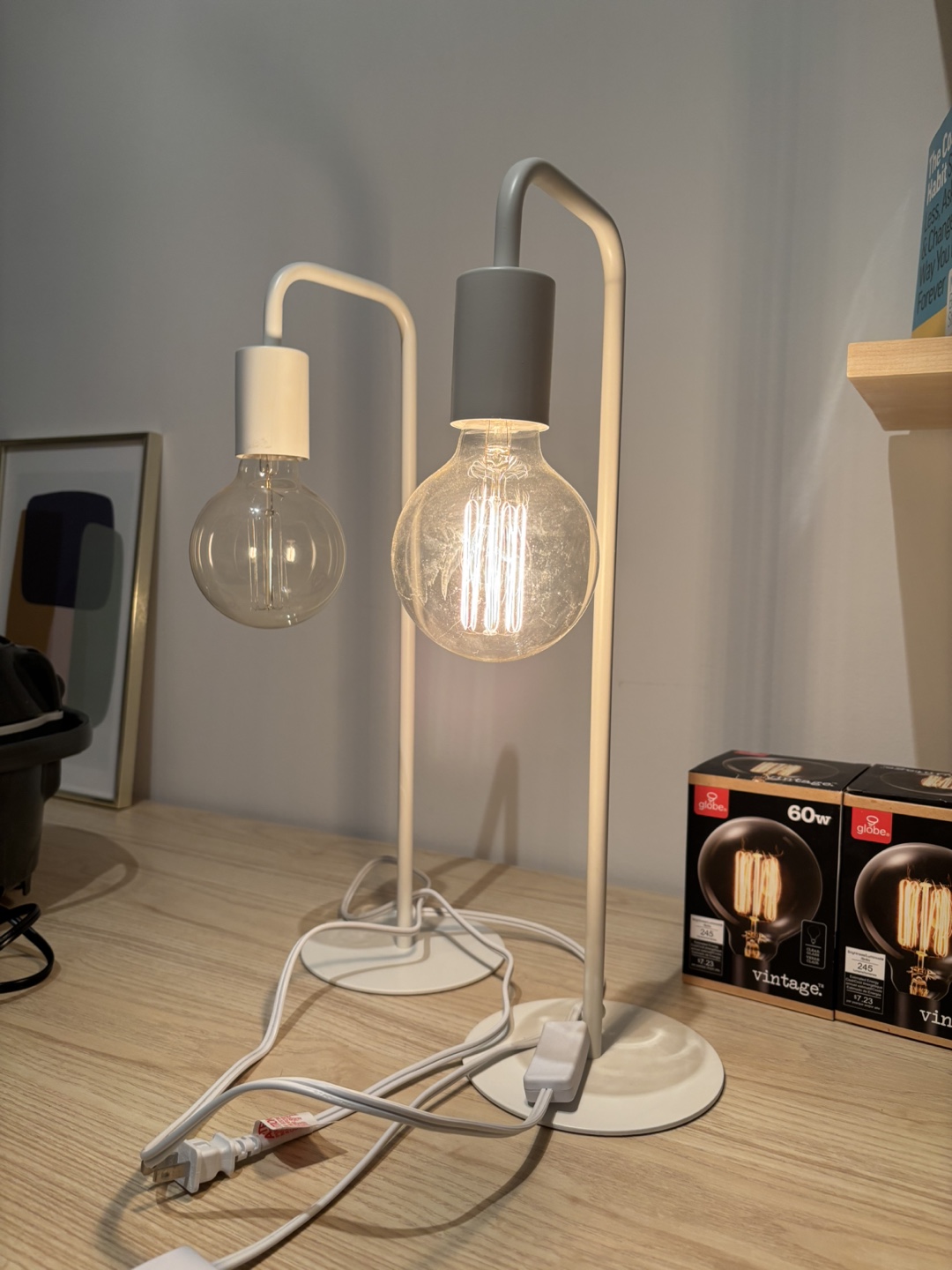 Pair of IKEA Table Lamps with Vintage Bulbs - photo 2